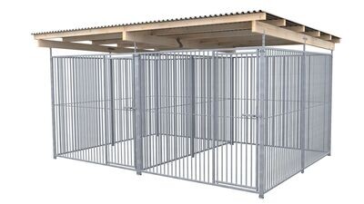 SAUERLAND Hundezwinger 3 x 4 m Doppelzwinger | rundum offen | Metall | Rohrstab Abstand 5 cm