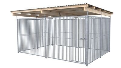 SAUERLAND Hundezwinger 3 x 4 m | rundum offen | Metall | Rohrstab Abstand 5 cm