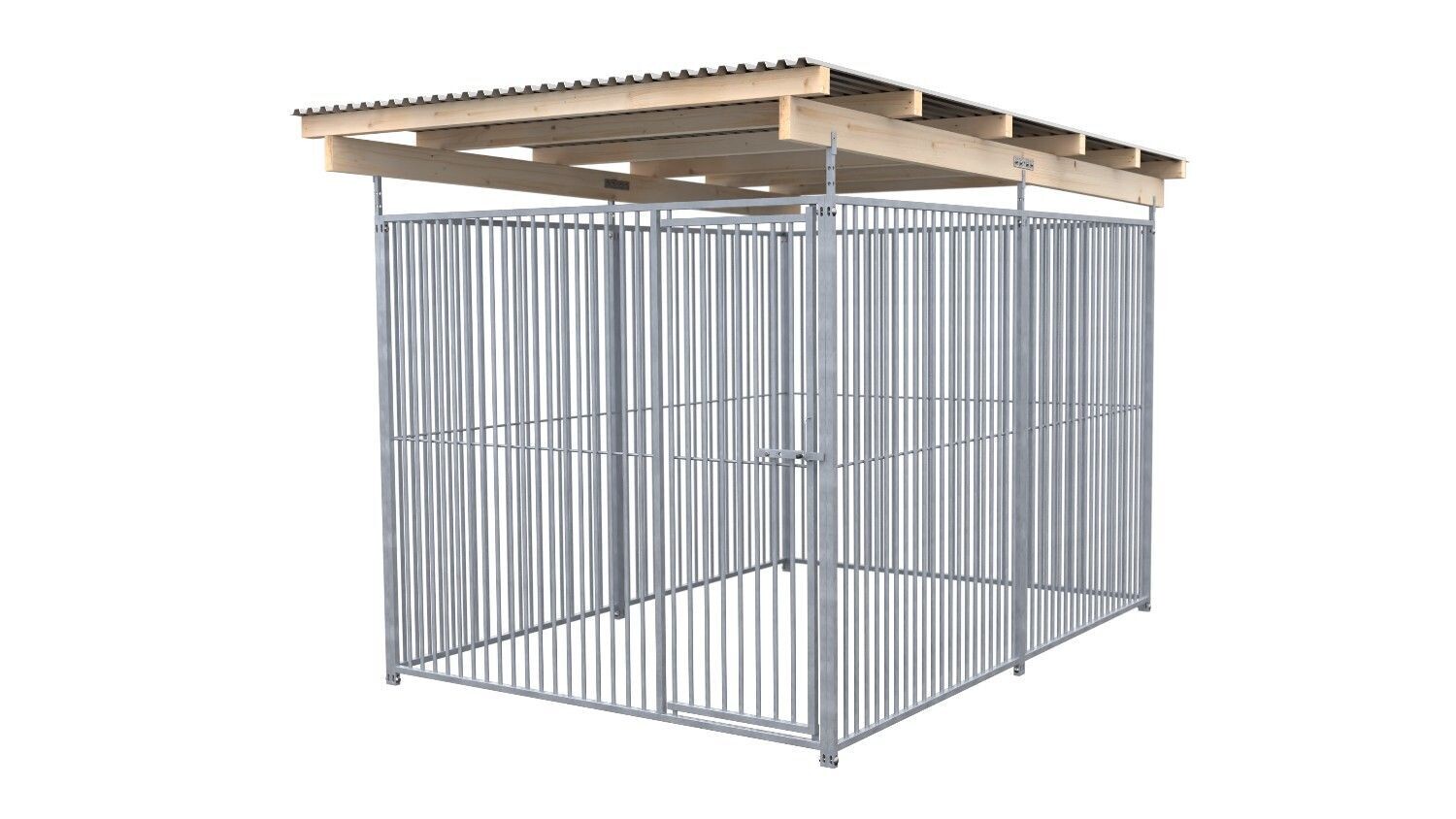 SAUERLAND Hundezwinger 3 x 2 m (Tiefbau) | rundum offen | Metall | Rohrstab Abstand 5 cm