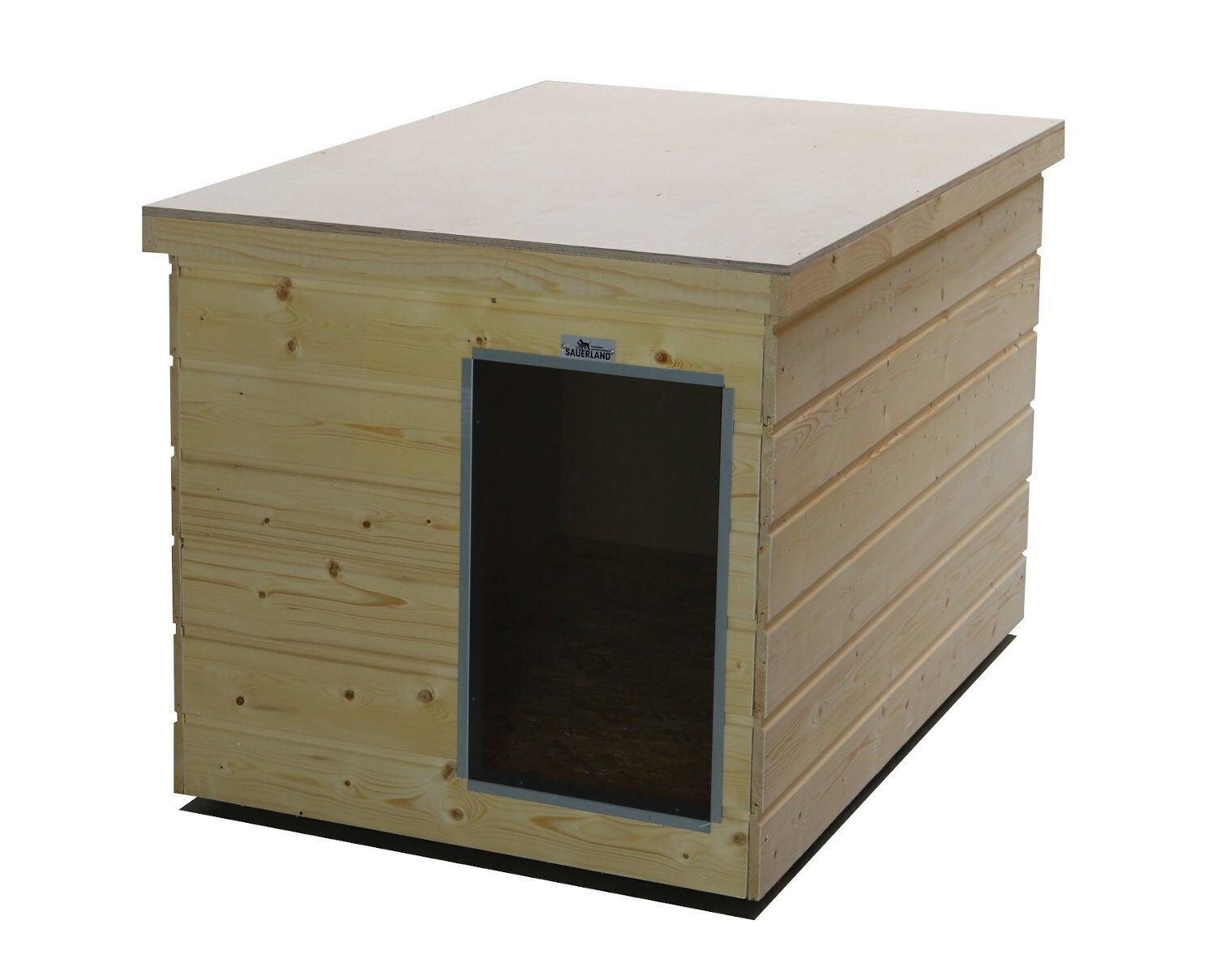 Original SAUERLAND Holz-Hundehütte naturbelassen | Flachdach | Eingang Schmalsseite | Grösse Lassie