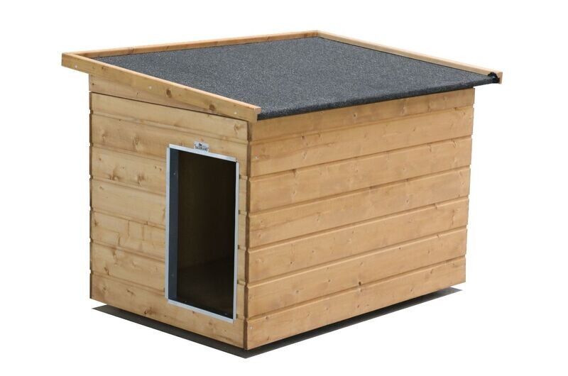 Original SAUERLAND Holz-Hundehütte, braun imprägniert | Pultdach Allwetter | Eingang Schmalseite | Grösse Lassie