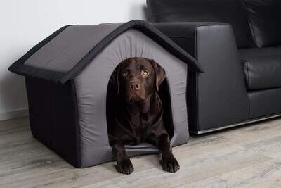 Stoff-Hundehütte / Hundehöhle, Katzenhöhle grau - L 64 x B 57 x H 60 cm