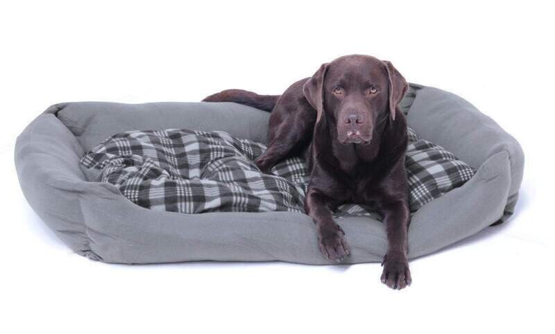 XXXL Hundebett / Hundekissen grau, 120x80 cm mit Wendekissen