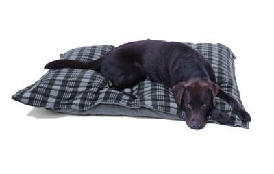 Hundebett / Hundekissen XXXL grau/Karo, 120x100 cm, Wendekissen