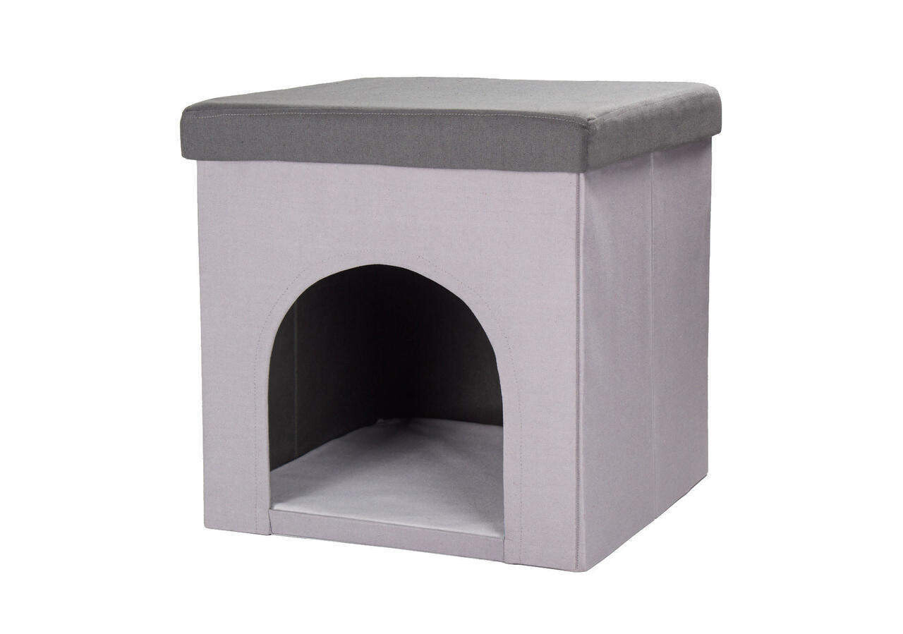 Hundehöhle / Katzenhöhle und Hocker grau, 50x50x50cm