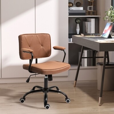 Bürostuhl mit Rollen Schreibtischstuhl für Büro höhenverstellbar mit Wippfunktion 360° braun