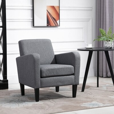Einzelsessel, Relaxsessel in Leinenoptik, Hellgrau, 66 x 72 x 74 cm – ergonomisch, gepolstert, Kautschukholz, 150 kg