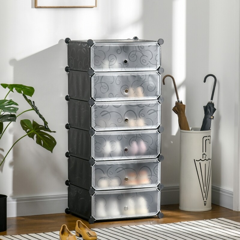Modulares Schuhregal für 6 Paar Schuhe Schwarz