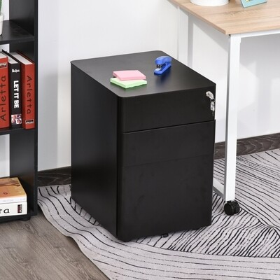 Rollcontainer, mobiler Aktenschrank, schwarz