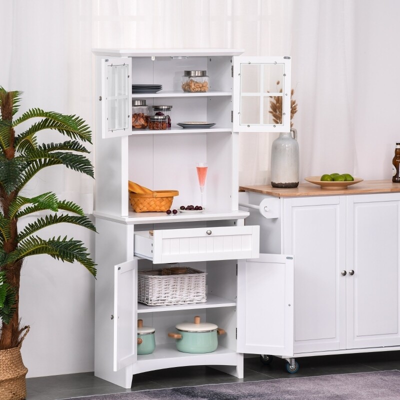 Hochschrank Küchenschrank Sideboard Vitrinenschrank Weiss