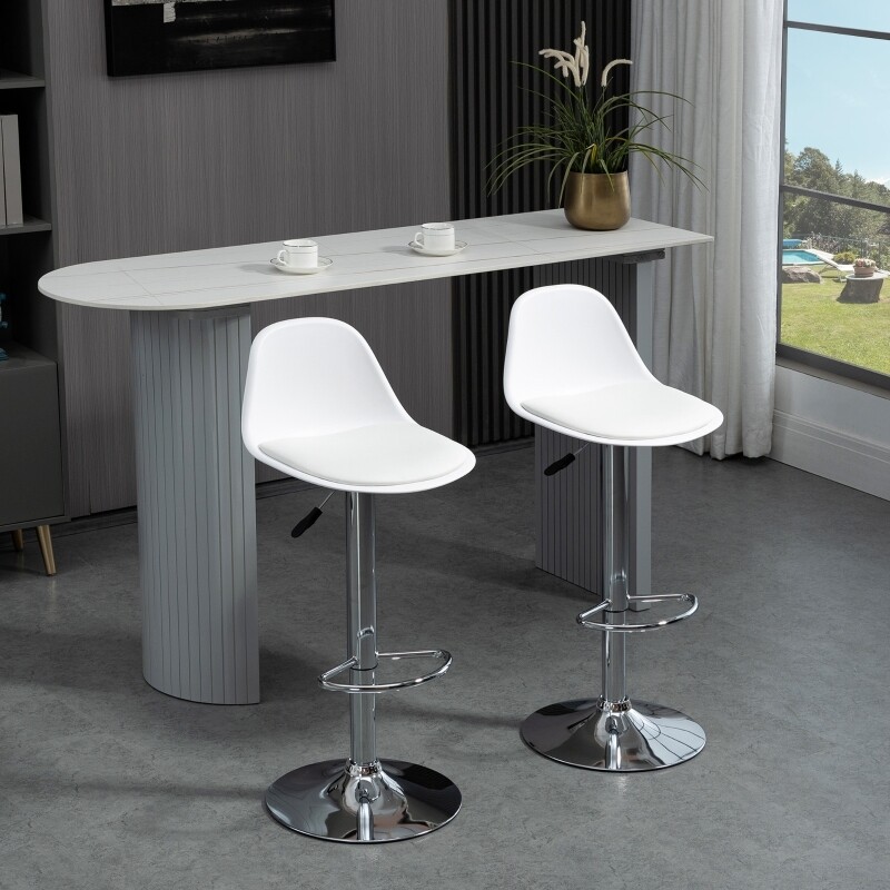 Barhocker 2-Set höhenverstellbar drehbar weiss