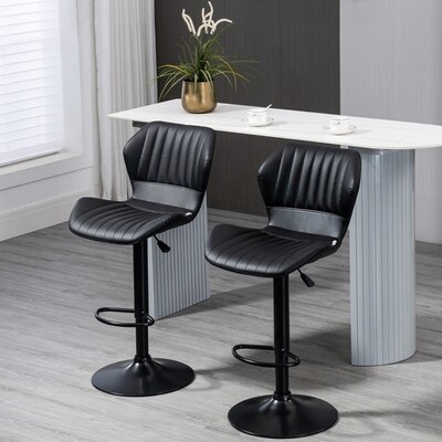 Barhocker Barstuhl 2-er Set höhenverstellbar schwarz