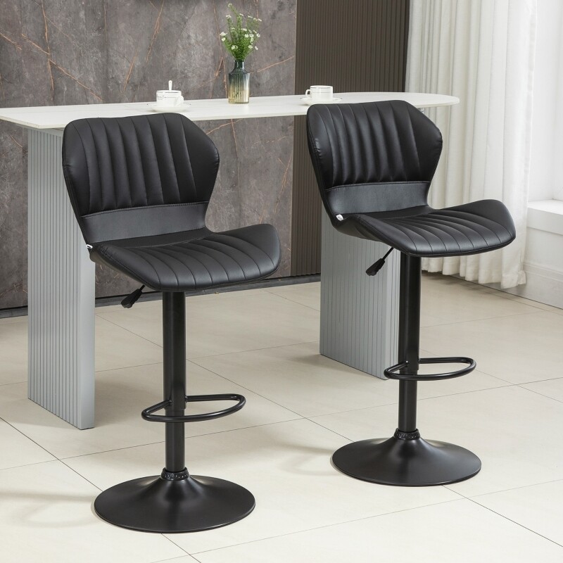 Barhocker Barstuhl 2-er Set höhenverstellbar schwarz