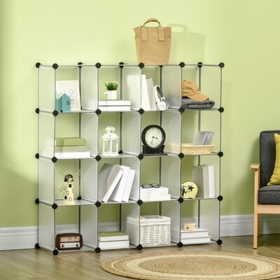 Modulares Regal mit 16 separaten Boxen DIY Schwarz + Weiss
