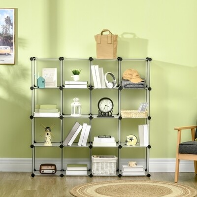 Modulares Regal mit 16 separaten Boxen DIY Schwarz + Weiss