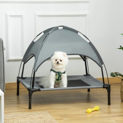 Hundebett mit Baldachin Erhöhtes Katzenbett  Grau 76 x 61 x 73 cm