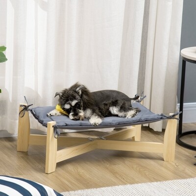 Hundebett Katzenbett mit Kissen und Holzgestell
