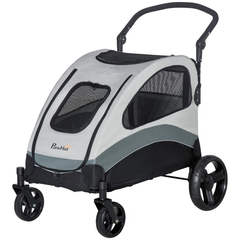 Hundewagen für mittelgrosse Hunde Pet Stroller Grau+Schwarz