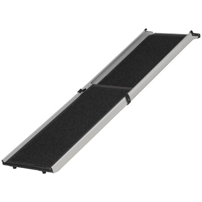 Haustierrampe klappbar Aluminium Schwarz + Silber