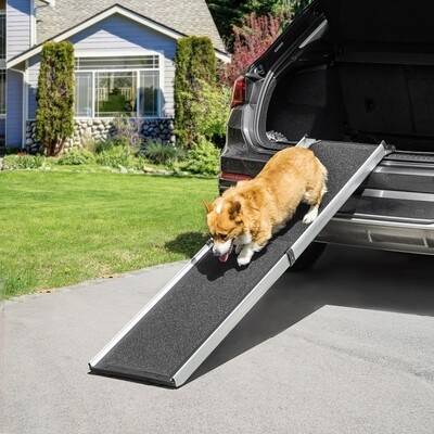 Haustierrampe klappbar Aluminium Schwarz + Silber