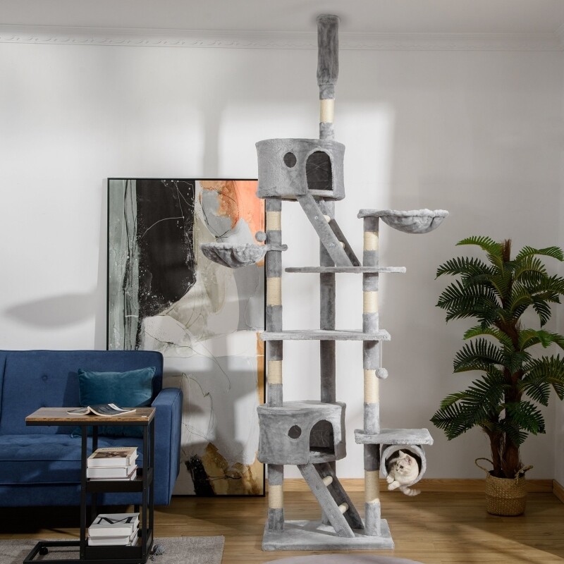Kratzbaum Katzenbaum Kletterbaum Katze Sisal deckenhoch Hellgrau