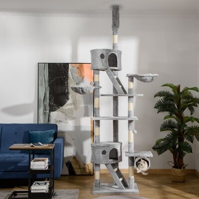 Kratzbaum Katzenbaum Kletterbaum Katze Sisal deckenhoch Hellgrau