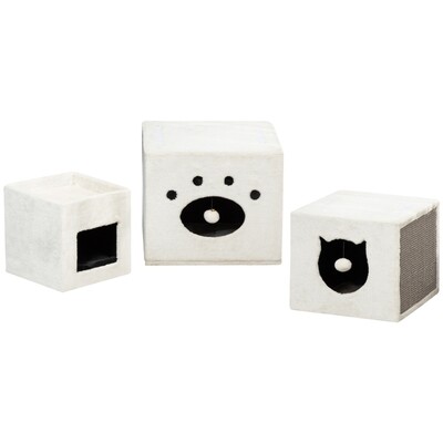 Kratztonne - 3 Würfel für Katzen cremeweiss