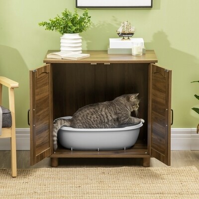 Katzenschrank für Katzentoilette mit Rattan