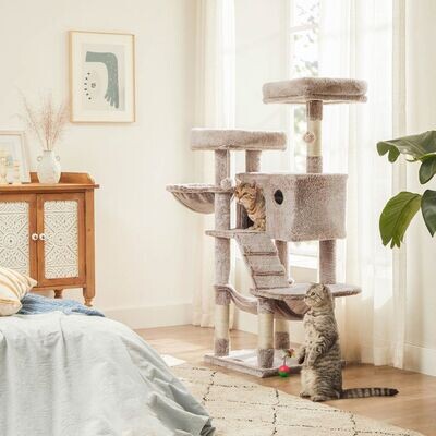 Katzenbaum mit weichem Bezug Hellbraun