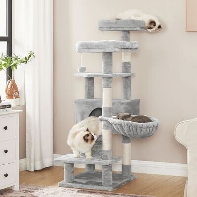 Arbre à Chat, Tour de Jeux 142 cm, Gris Clair