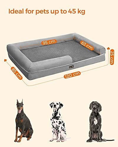 Orthopädisches Hundebett hellgrau Gr. L  120 x 85 x 25 cm