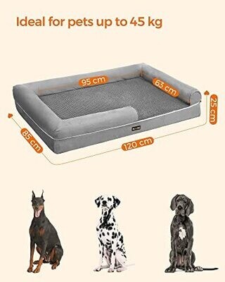 Orthopädisches Hundebett hellgrau Gr. L 120 x 85 x 25 cm