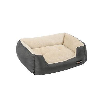Hundebett 65 x 55 x 20 cm mit Wendekissen grau