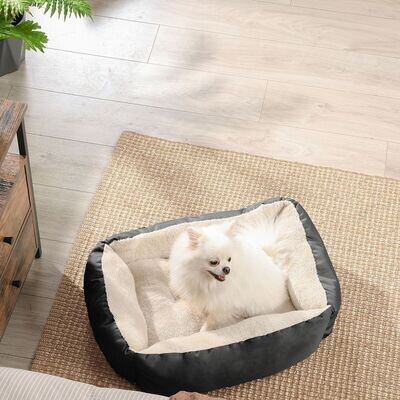 Hundebett 65 x 55 x 20 cm mit Wendekissen grau