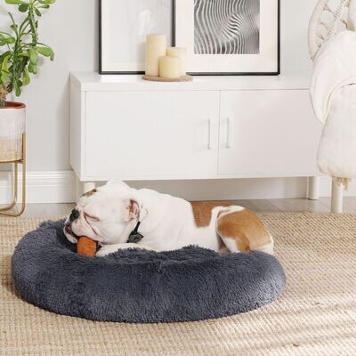 Hundebett Ø 80 cm weich gepolstert grau