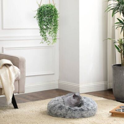 Hundebett Katzenbett 50 cm, mit weichem Bezug grau