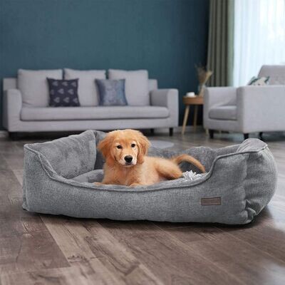 XL Hundebett Katzenbett mit waschbarem Bezug grau 110 x 77 x 25 cm