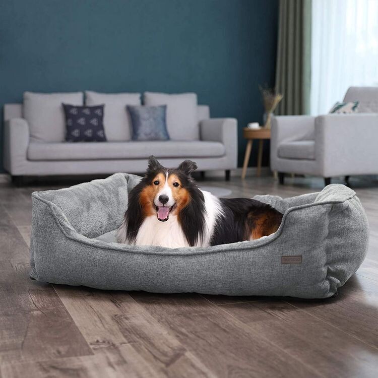 XL Hundebett Katzenbett mit waschbarem Bezug grau 110 x 77 x 25 cm
