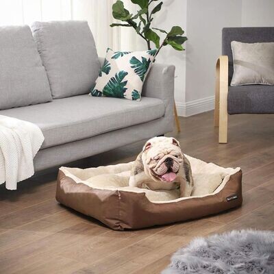 Hundebett, Katzenbett mit Wendekissen 85 cm Braun