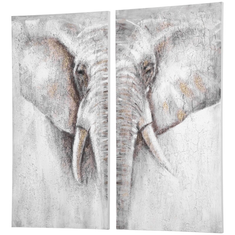 Wandbilder 2er-Set Elefant Kunstdruck 60L x 120B cm