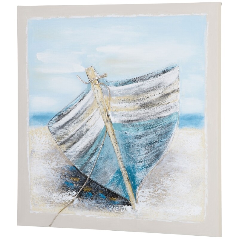Wandbild "Boot am Strand" Nostalgisch 80L x 80B x 2,8H cm
