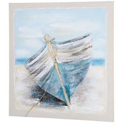 Wandbild "Boot am Strand" Nostalgisch 80L x 80B x 2,8H cm