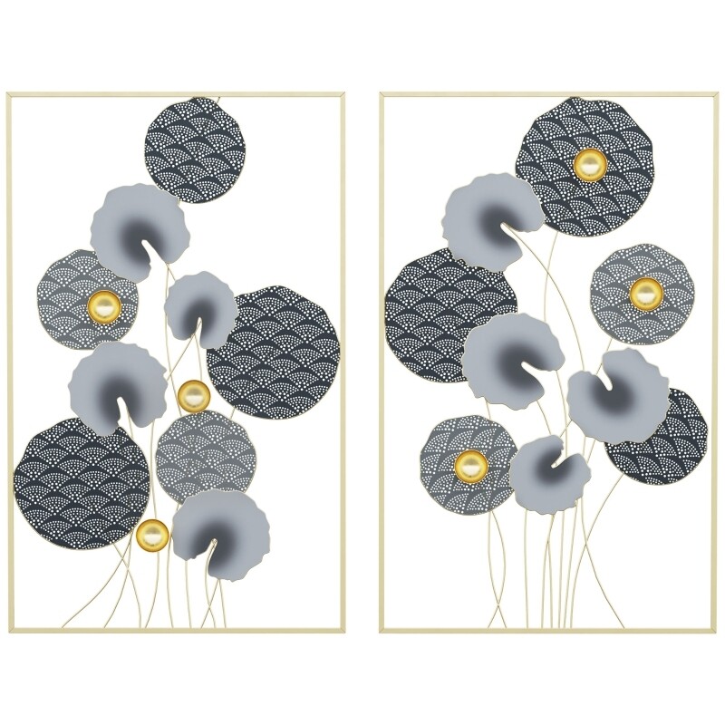 Wandbilder aus Metall 2-er Set 3D-Design Metall Hellgrau + Dunkelgrau