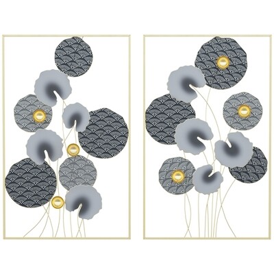 Wandbilder aus Metall 2-er Set 3D-Design Metall Hellgrau + Dunkelgrau