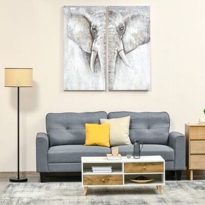 Wandbilder 2er-Set Elefant Kunstdruck 60L x 120B cm
