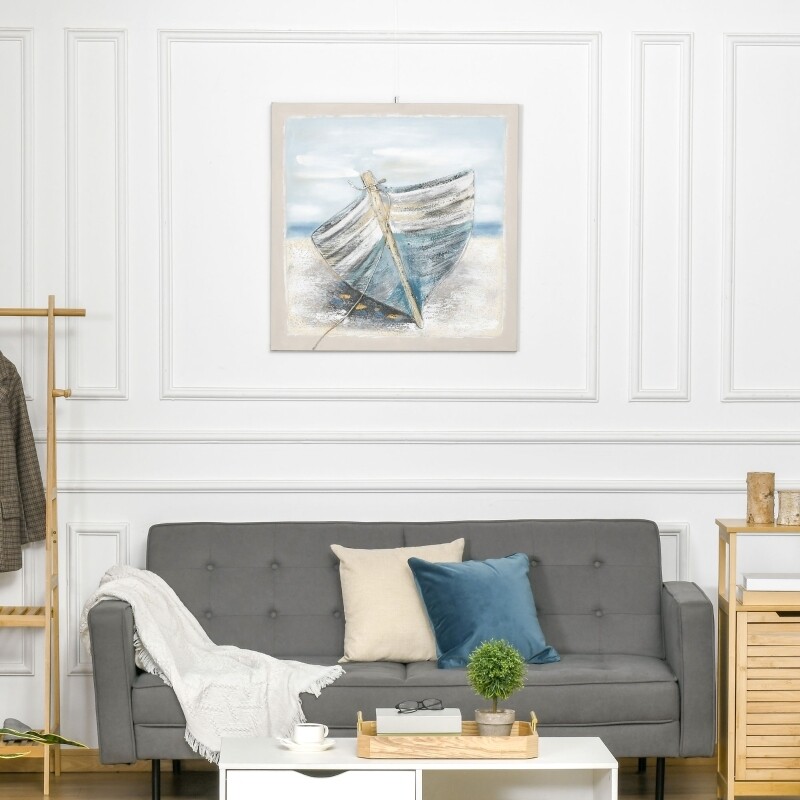 Wandbild &quot;Boot am Strand&quot; Nostalgisch 80L x 80B x 2,8H cm