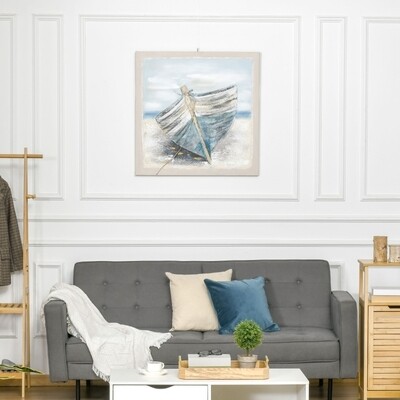 Wandbild &quot;Boot am Strand&quot; Nostalgisch 80L x 80B x 2,8H cm