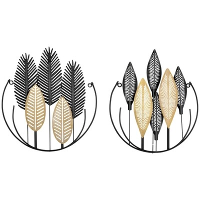 3D -Wandbilder 2er-Set Moderne Wanddekoration Metall Gold + Schwarz