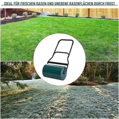Rasenwalze mit U-Griff Metall 58 cm x 32 cm x 112 cm