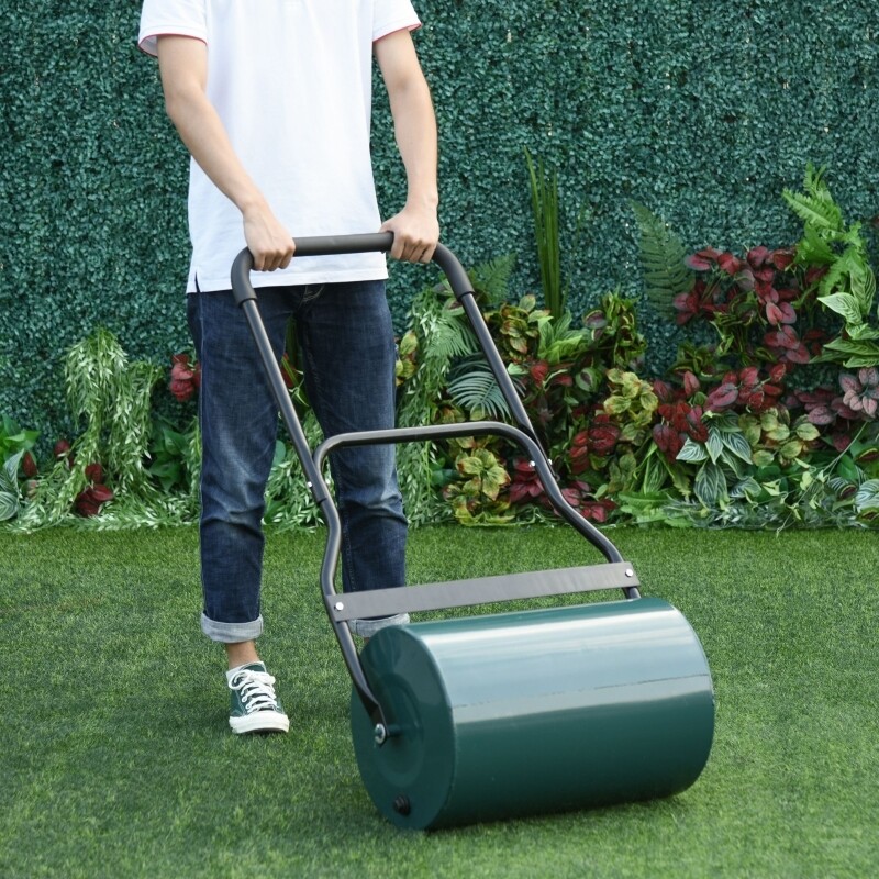 Rasenwalze mit U-Griff Metall 58 cm x 32 cm x 112 cm